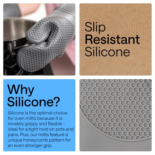 Silicone Oven Mitts (Gray / 12.5" Oven Mitts)