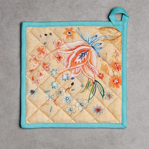 100% Cotton Oven Mitt & Pot Holder Set (041 - Luxury Loft - Peach / 7.5" x 13" & 8" x 8" (Oven Mitt & Pot Holder))