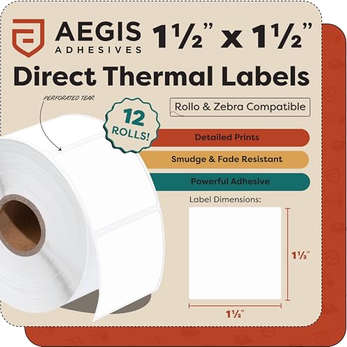 1.5" X 1.5" Square Direct Thermal Labels (12 Count)