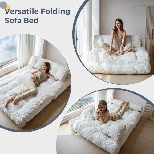 Folding Sofa Bed (Beige / Full)