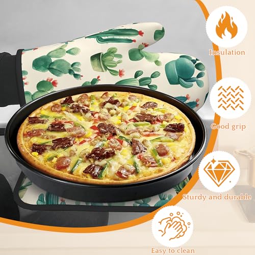 Cactus Succulent Flower Oven Mitts and Pot Holders Set (4 Count)