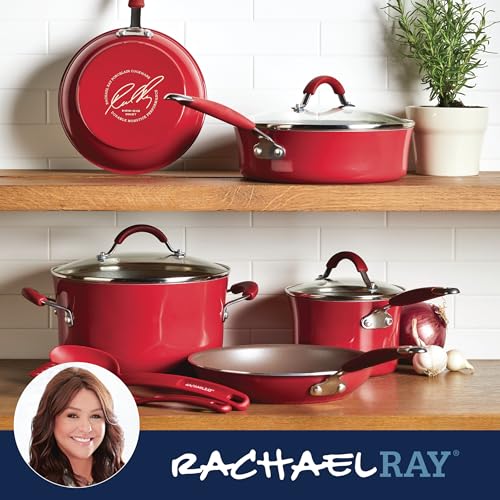Cucina Nonstick Cookware (Cranberry Red / 10 Piece Porcelain)