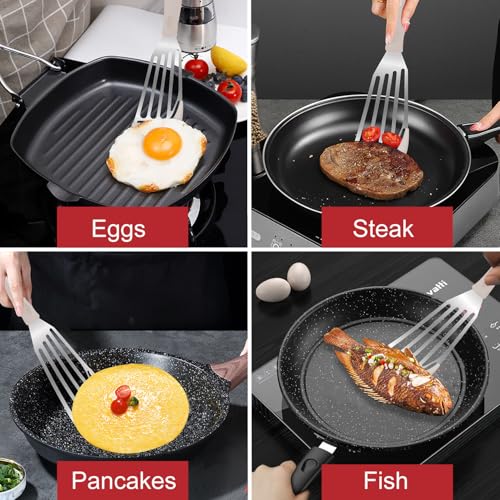 2 Piece Silicone Fish Spatula for Nonstick Cookware (Khaki)