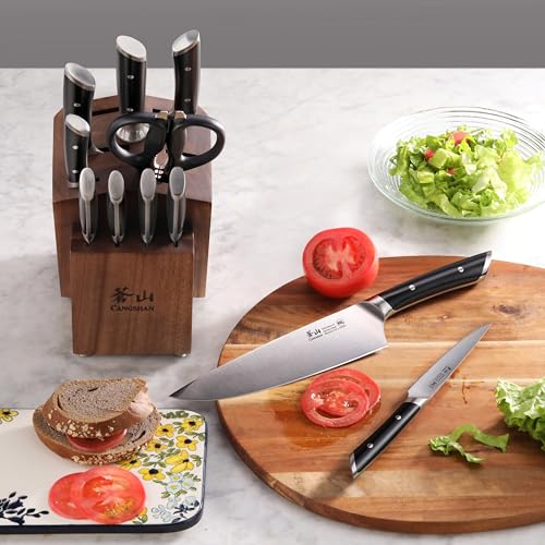 HELENA Series German Steel Forged Knife Block Set (12-Piece / Black)