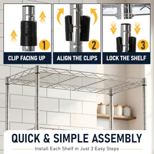 5 Tier Wire Shelf (Chrome / 22×12×48)