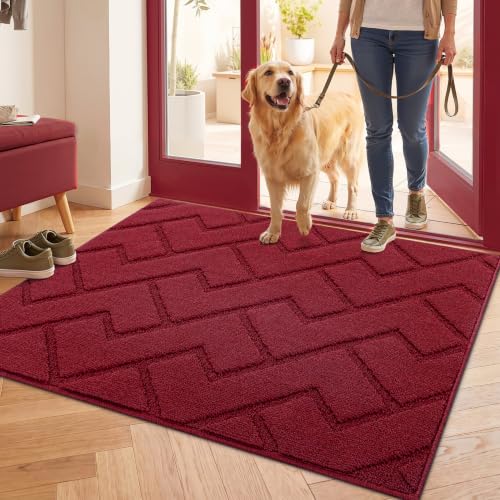 Front Door Mat Outside Entrance (Red / 40" x 32" (Rectangular))