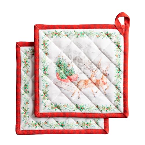 Pot Holders 100% Cotton Potholders (114 - Christmas Tradition / 8" x 8" (Pot Holder Pack of 2))