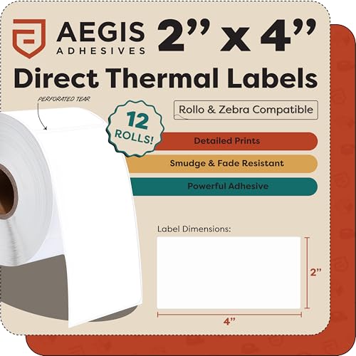 2" X 4" Direct Thermal Printer Labels (12 Count)