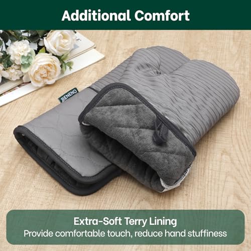 Heat Resistant 500°F Kitchen Oven Mitts 2 (Gray)