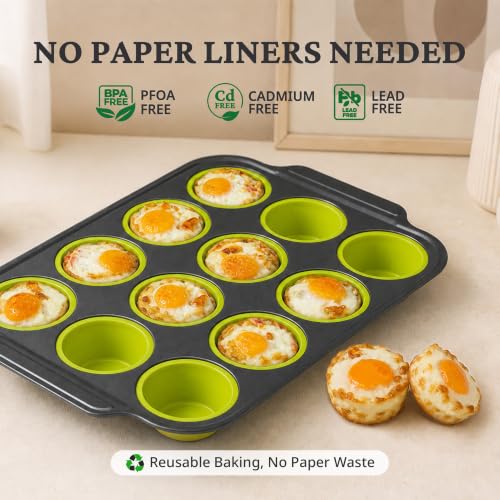 Silicone Muffin Pans for Baking with Metal Frame