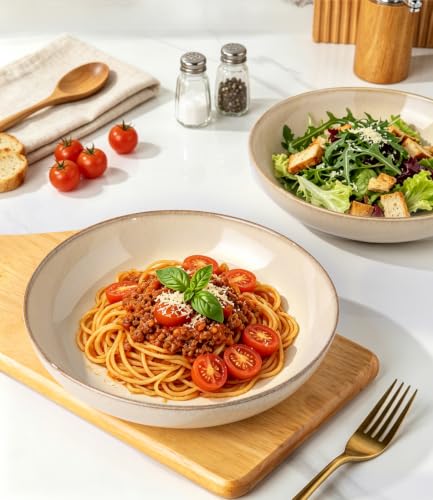 8.5’’ Ceramic Pasta Bowls Set of 4 (Set of 4 / Otameal)