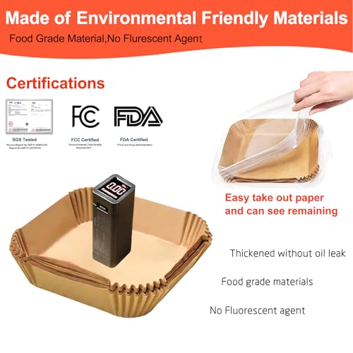 Air Fryer Liners Disposable for Instant Pot Vortex Plus 6QT XL Air Fryer (8" Square 200 pcs)