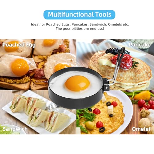 4 Pack 3.5 Inch Nonstick Stainless Steel Egg Rings for Frying Eggs