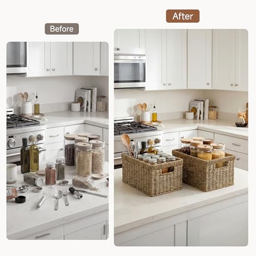 Wicker Baskets for Storage (Natural (Seagrass) / 2x 13"L x 8¼"W x 7"H)