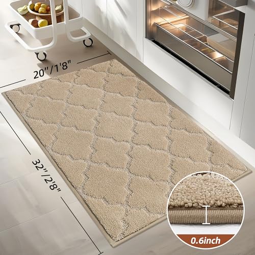 Kitchen Rugs Non Slip Washable 20"x32" (Warm Beige / 20"X 32")