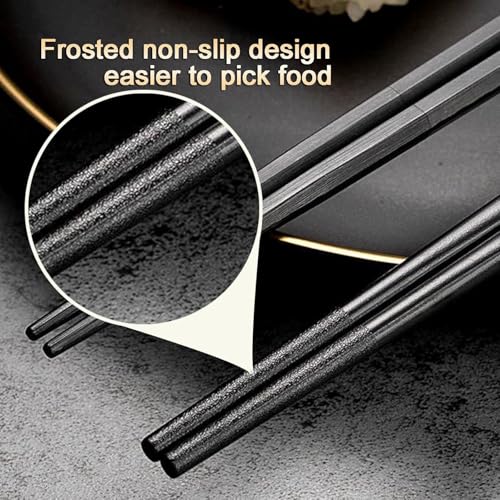 5 Pairs Food Grade PET+Glass Fiber Alloy Polymer Laser Engraving Japanese Metal Chopsticks