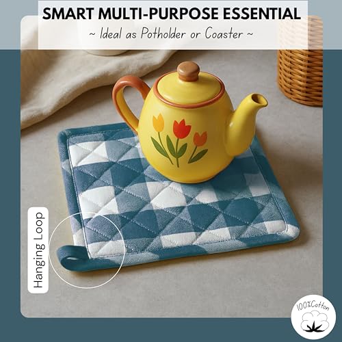 Buffalo Plaid Check Oven Mitts and Pot Holders Set of 4 (Buffalo, Teal Green)
