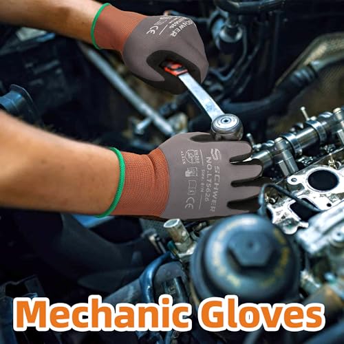 3 Pairs Work Gloves Sandy Nitrile Coated (Medium / Grey)