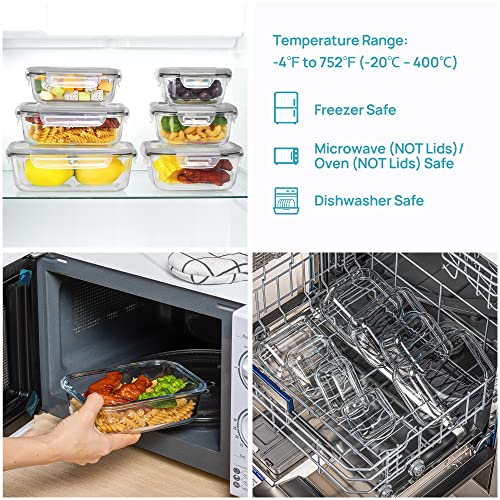 8 Pack Glass Food Storage Containers with Airtight Lids (Grey)