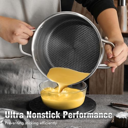 Hybrid Nonstick 6 Quart Stainless Steel Stockpot with Glass Lid (6 Quarts)