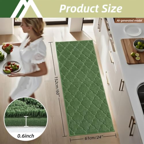 Kitchen Rugs Non Slip Washable 24"x60" (14.4 Sq Ft)