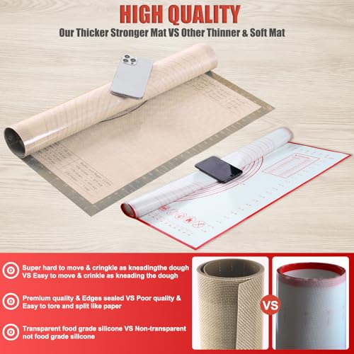 Silicone Pastry Mat 36x24 Inch Extra Large Baking Mat with Measurements (Gray / 36"L x 24"W)