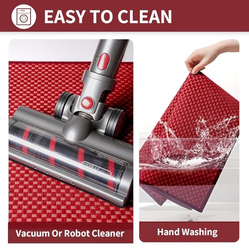 Kitchen Rugs Kitchen Mats for Floor Non Slip Washable Red 17" x47 (Red / 17"x47")