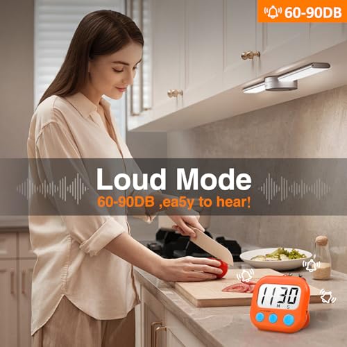 Digital Kitchen Timers for Cooking (Orange)