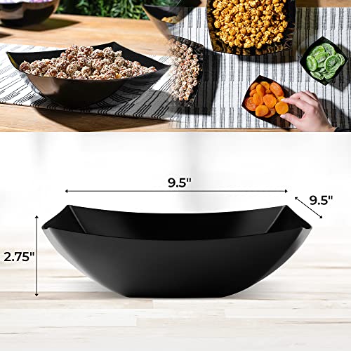 4 Pack Disposable Black Plastic Serving Bowls Square Party Candy Use 64oz (64 OUNCE / Black)