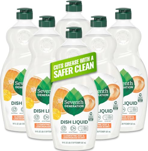 Dish Liquid Soap Clementine Zest Lemongrass Pack of 6 Dishwashing Soap Liquid Soap 19 oz (114 Fl Oz)