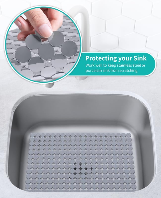2 Pack Kitchen Sink Mat (Solid Grey)