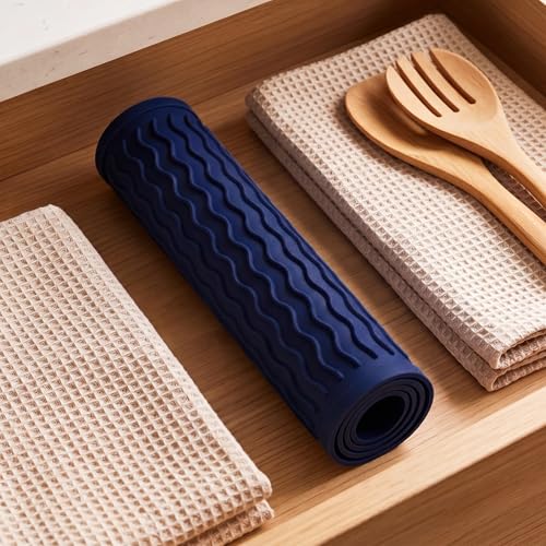 Silicone Dish Drying Mat for Multiple Usage (Navy Blue / 12"L x 12"W)