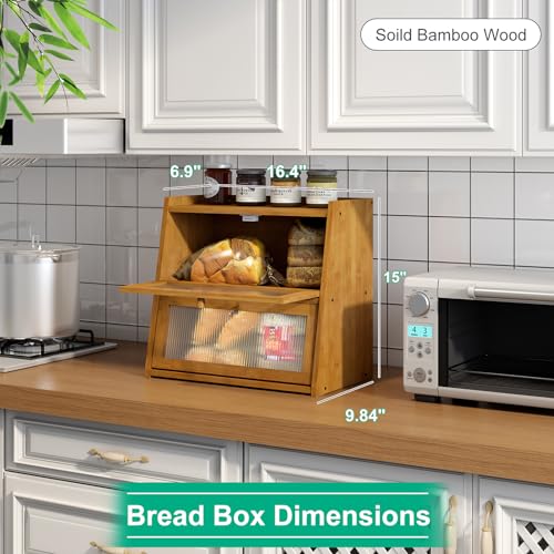 Bread Box for Kitchen Counter (Brown / Large-2_Tier)