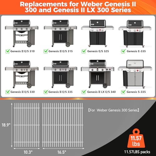 18.75" Grill Grates for Weber Genesis II 300 and II LX 300 Series (18.75" SUS304)