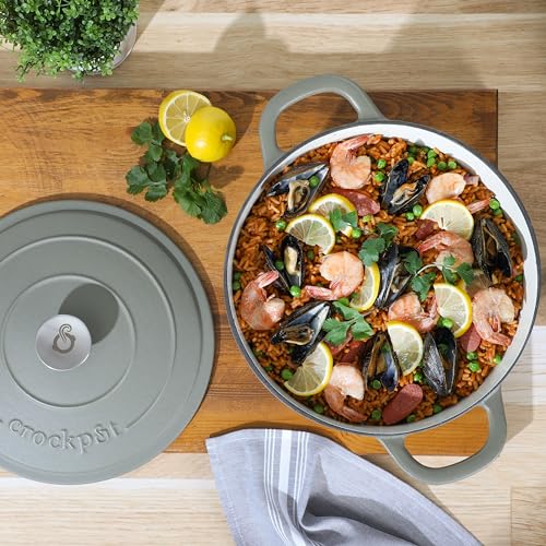Artisan 7 Quart Round European Enameled Cast Iron Dutch Oven with Lid (Matte Green / 7-Quart)