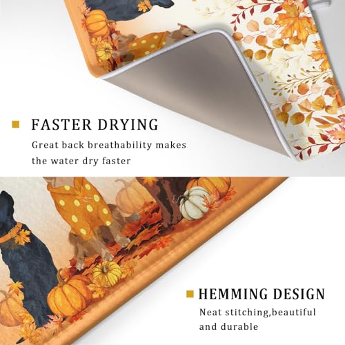 Fall Dogs Dish Drying Mat Autumn Leaves Reusable Dishes Pad 18"x24" Holiday Microfiber Quick Dry Dish Drainer Rack Mat for Kitchen Counter (Fall Dogs / 18x24 inch)