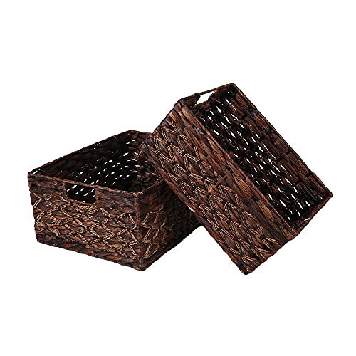 Rectangular Water Hyacinth Woven Storage Baskets for Shelves (Large and Small)