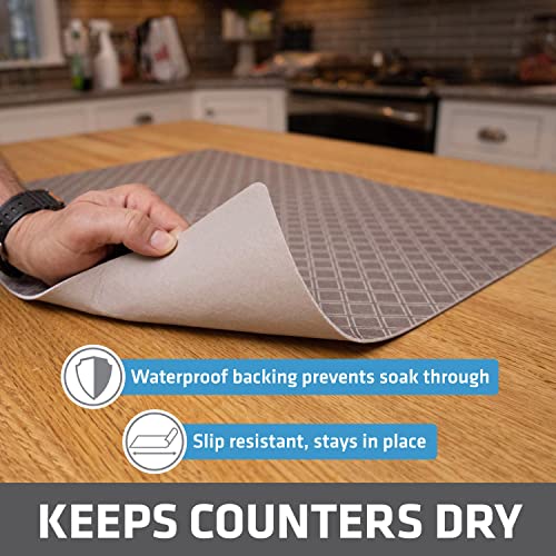 Jumbo XL Dish Drying Mat (Taupe Diamond Squares / 19" x 24")