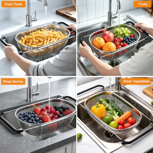 Over the Sink Colander (6-Quart Over the Sink Colander 2 PCS)