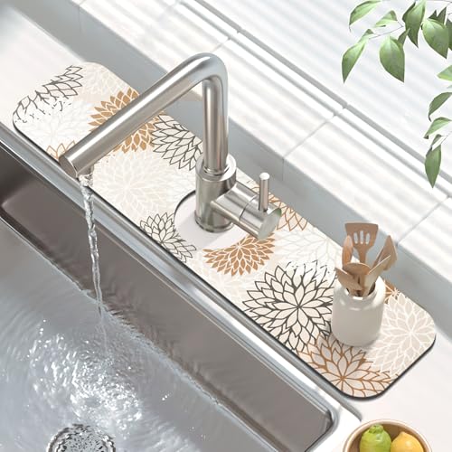 2Pcs Dish Drying Mat & Sink Splash Guard (Brown / 12" X 20" + 24" X 5.5")