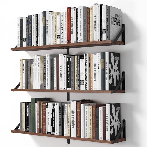 Floating Shelves for Wall (Walnut / 31.5"W x 5.9"D x 5.4"H,Set of 3)