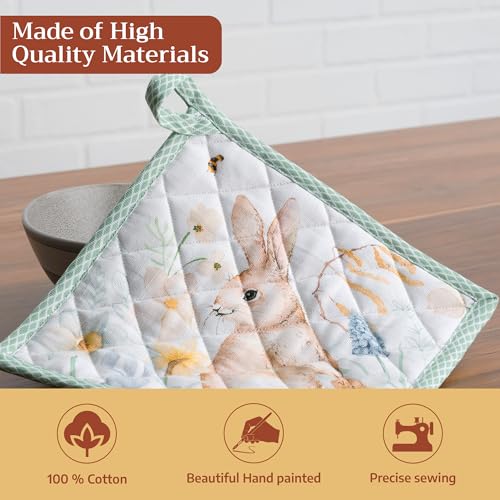 Pot Holders 100% Cotton Potholders (076 - Easter Dew / 8" x 8" (Pot Holder Pack of 1))
