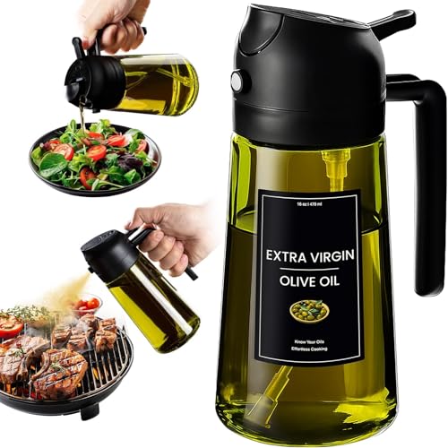 16oz 470ml Olive Oil Dispenser for Kitchen with Stickers (Light-Proof /w Stickers / Black-02)