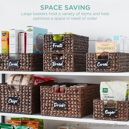 Set of 4 13x12in Water Hyacinth Pantry Baskets (13x12x5in / Natural)