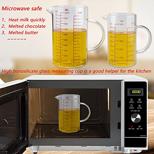 Glass Measuring Cup with Handle (1000ML RED)