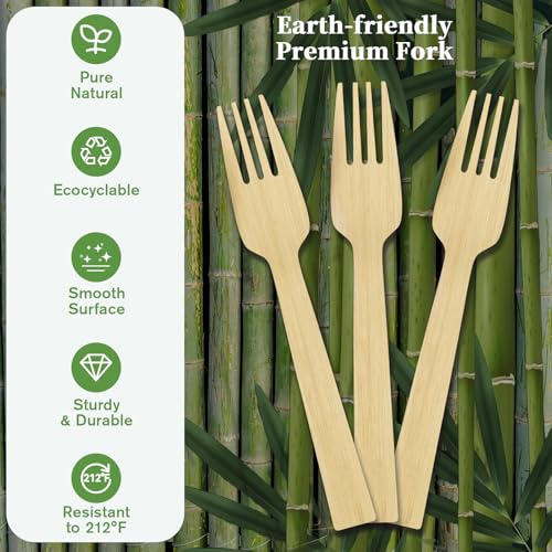 300 Count Disposable Compostable Bamboo Forks for Party (forks)