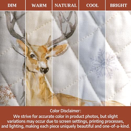 100% Cotton Oven Mitt & Pot Holder Set (049 - Deer in the Woods / 7.5" x 13" & 8" x 8" (Oven Mitt & Pot Holder))