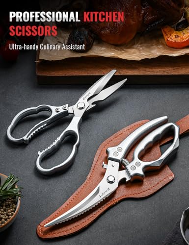 2 Piece Kitchen Scissors Set with Poultry Shears (Sliver)