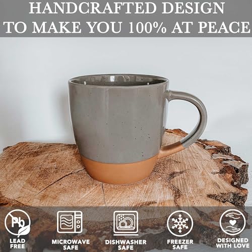 Ceramic Large Latte Mug Set of 4 (Assorted Neutrals)
