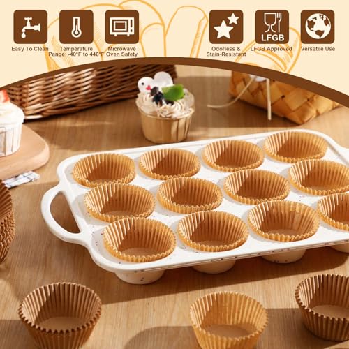 2 Silicone Muffin Pans with 200 Liners (12-cup Regular)